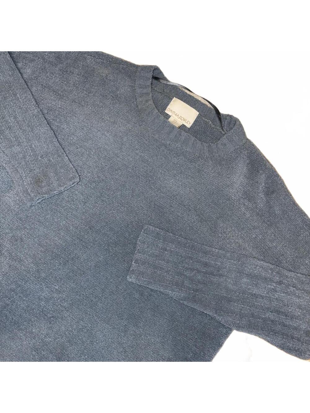 Cynthia Rowley Knit Crewneck Womans Medium Blue Long Sleeve Sweater